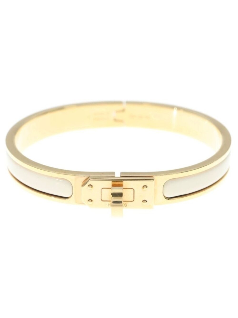 Hermes Bangle Mini Clic Kelly PM Cream Yellow Gold Metal Bracelet